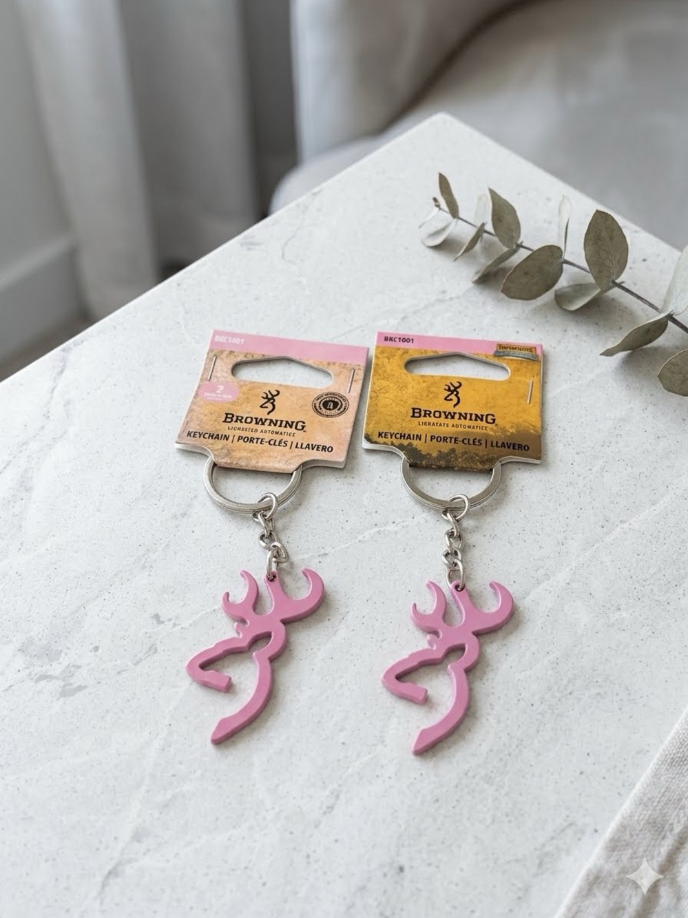 2 NWT Browning Pink Deer Head Keychain